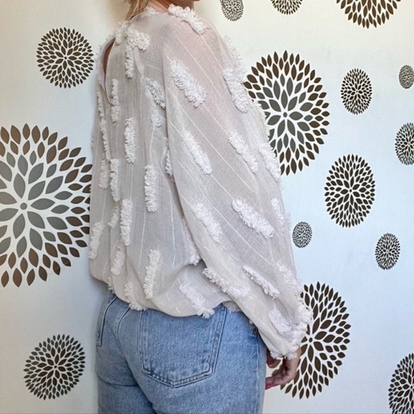 Zara Structured Textured Balloon Sleeve Top Size S in Beige NWOT - Picture 6 of 14